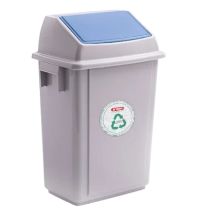 Cubo de Basura Bolero Bin Gris 40 L con Tapa Azul | Araven 43275