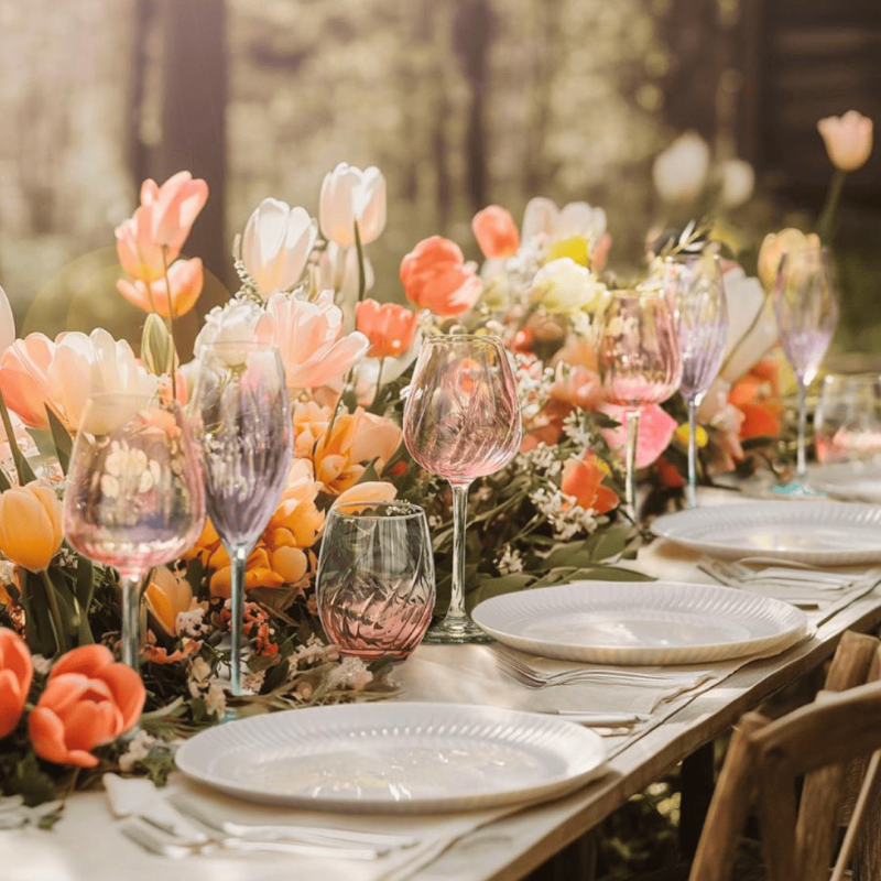 Copas de Vino Degradadas Rosa y Verde Ø10x23 cm 47 cl (4 uds)