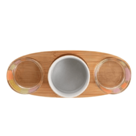 Tabla aperitivo bambú con vasos y bol KALEIDO 25x10x5,5 cm | Quid