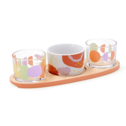Tabla aperitivo bambú con vasos y bol KALEIDO 25x10x5,5 cm | Quid