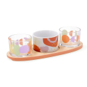 Tabla aperitivo bambú con dos vasos de vidrio y un bol 25x10x5,5 cm KALEIDO | Quid 5426594