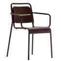 Silla Metálica Apilable Alma Arm Chair | 4 uds. | Bronce Oscuro