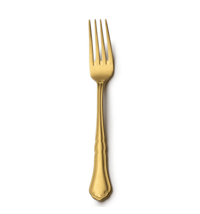 Tenedor de postre oro satinado Florencia Vintage. 17.4 cm. (12 uds)