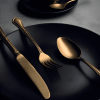 Tenedor de postre oro satinado Florencia Vintage. 17.4 cm. (12 uds)