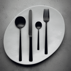 Tenedor de Mesa Negro Satinado Kyoshi 20.7 cm | Diseño Exclusivo