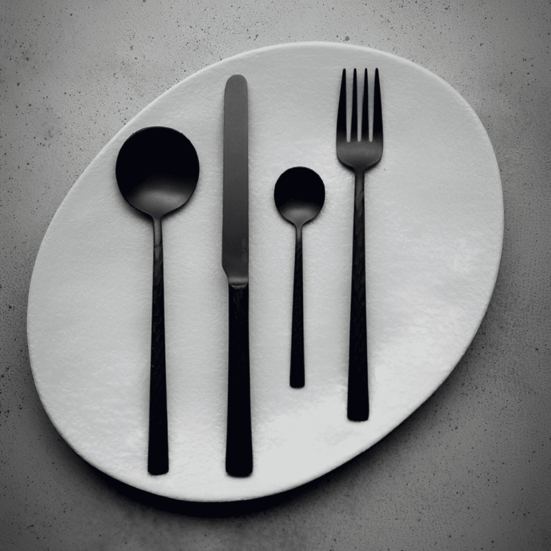 Tenedor de Mesa Negro Satinado Kyoshi 20.7 cm | Diseño Exclusivo