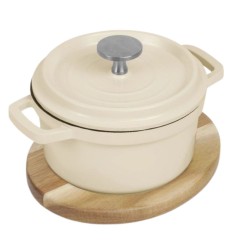 Cocotte Blanca 10 cm | Tapa y Base de Madera | Pujadas P151300