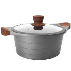 Cazuela Stilo 20 cm | Aluminio Fundido | Tapa Cristal | Lacor 27320