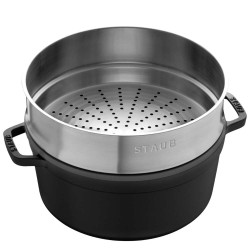 Cocotte con Vaporera 26 cm Negra | Staub 40510-606-0