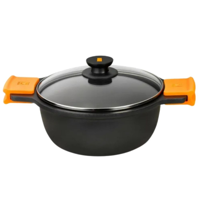 Cazuela BRA Efficient Alta Negra con tapa cristal | 32 cm | A270332