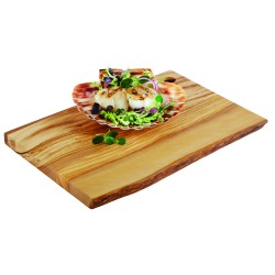 Tabla de madera de olivo para servir y presentar. Dimensiones: 25x17x1.5 cm. APS 870 (1 unidad)