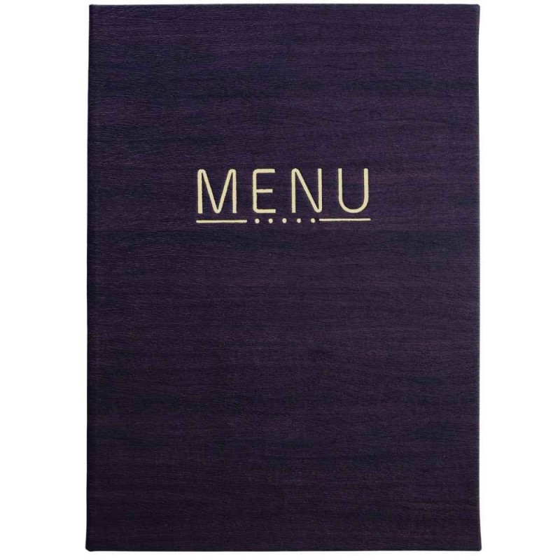 Porta Menú Cézanne A4 | Símil Piel Madera Negra | Lacor 28041