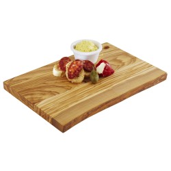 Tabla de madera de olivo para servir y presentar. Dimensiones: 30x20.5x2 cm. APS 871 (1 unidad)