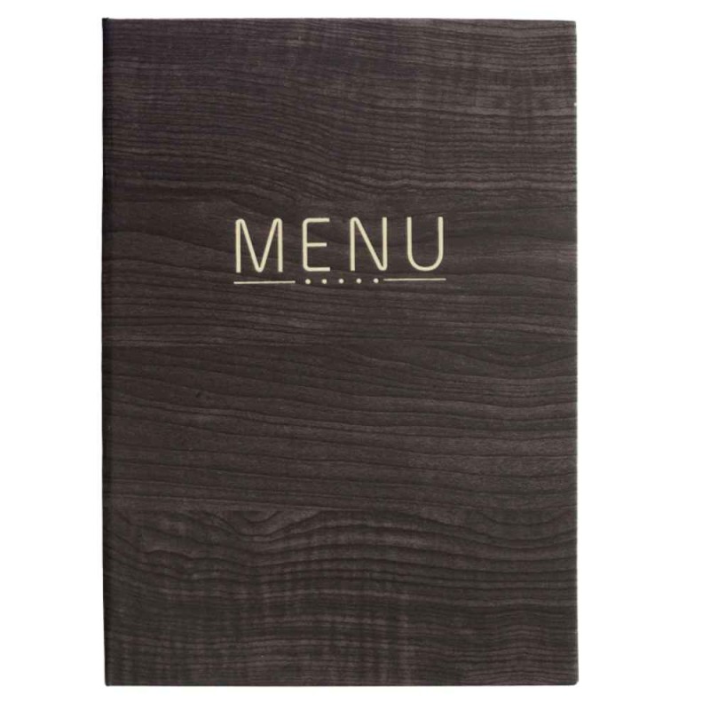 Porta Menú René A4 | Símil Piel Madera Negra | Fundas | Lacor 28021