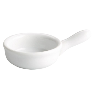 Mini Sartén de Porcelana Blanca para Tapas 9,5x6 cm | B1341V | Pack 6 uds