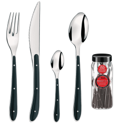 Cubiertos Bistro 24 piezas inox mango negro | Especial hostelería