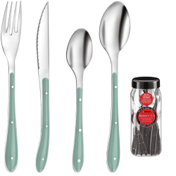 Cubiertos Bistro 24 piezas mango verde | Elegancia y resistencia