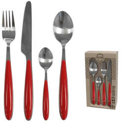 Cubiertos Colorfull 20 piezas mango rojo | Pradel