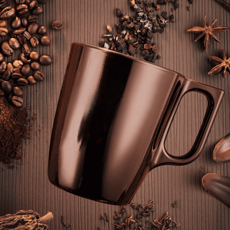 Tazas Mug de Vidrio FLASHY Marrón 25cl (6 Uds) | Luminarc