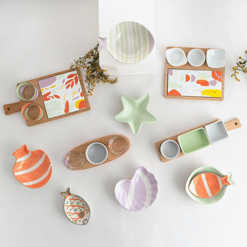 Boles con forma de pez decorado 15x13x4cm | KALEIDO | Alium Pro