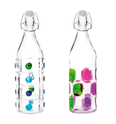 Botella de Cristal Decorada | 1 l | 6 uds