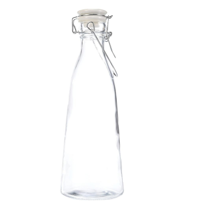 Botella de Cristal Vintage 1 L | Tapón Hermético | 6 uds