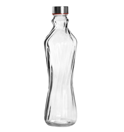 Botella de Cristal Lazo 1 L | Tapa Acero Inox | 6 uds