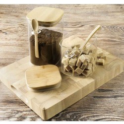 Tarro Vidrio 0,8 L + Cucharilla Bambú | Set 2 uds | Alium Pro