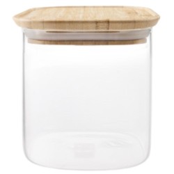 Tarro Borosilicato 0,8 L con Tapa Bambú | Cuadrado | Ibili 681008