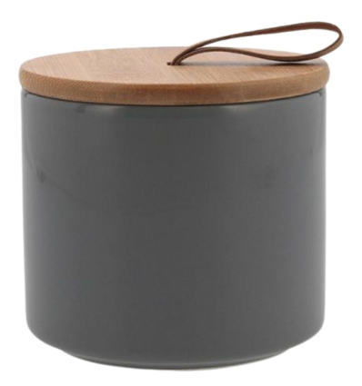 Tarro Cerámico OZON Gris 44 cl | Con Tapa Bambú | 6 uds