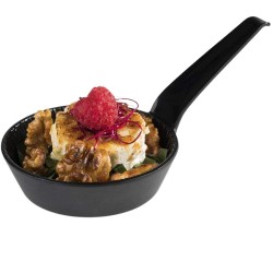 Mini pan for round black melamine presentation with mango. Dimensions: 7 CL Ø 8.5x2.5 cm. APS 84783 (6 units)