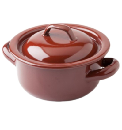 Cacerolas con tapa en acero esmaltado en color teja Ø 12 x 6,5 cm / 500 ml (6 UNIDADES) 100% CHEF 220/0003