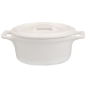 Mini Sopera de Porcelana Blanca con Tapa y Asas | 14 cm