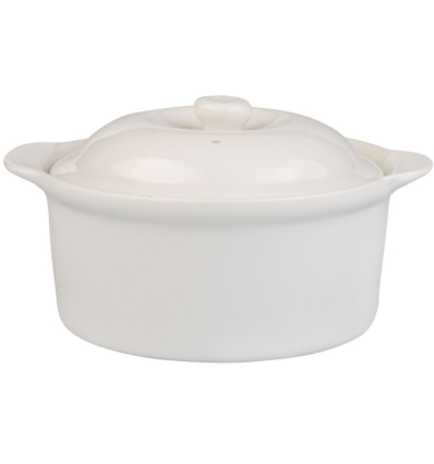Sopera Individual con Tapa y Asas Mini | Porcelana Blanca 12 cm