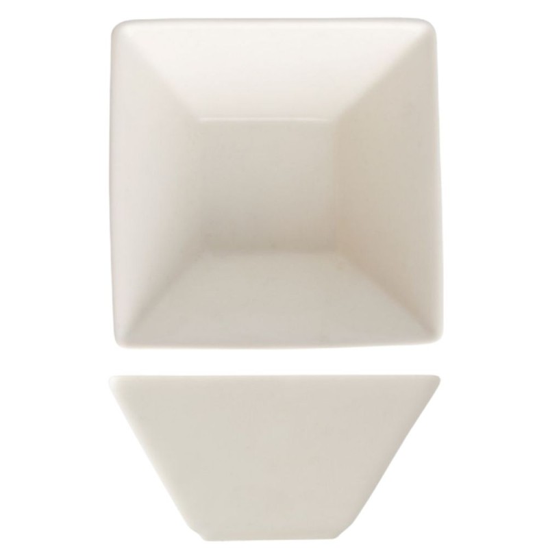 Bol Mini Cuadrado 9x9 cm | Porcelana Blanca Apilable | Hostelería 