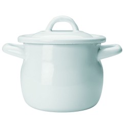 Olla Mini Bombada Ø12 cm | Acero Esmaltado Blanco | Hostelería