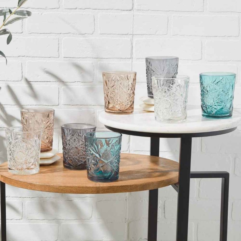 Vasos agua HOBSTAR 35 cl 6 uds | Diseño vintage con relieve decorativo