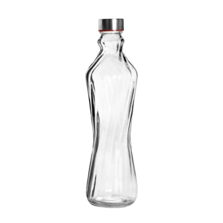 Botella de Cristal Lazo 1 L | Tapa Acero Inox | 6 uds