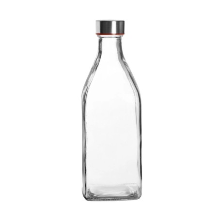 Botella de Cristal Square | Tapa Acero Inox