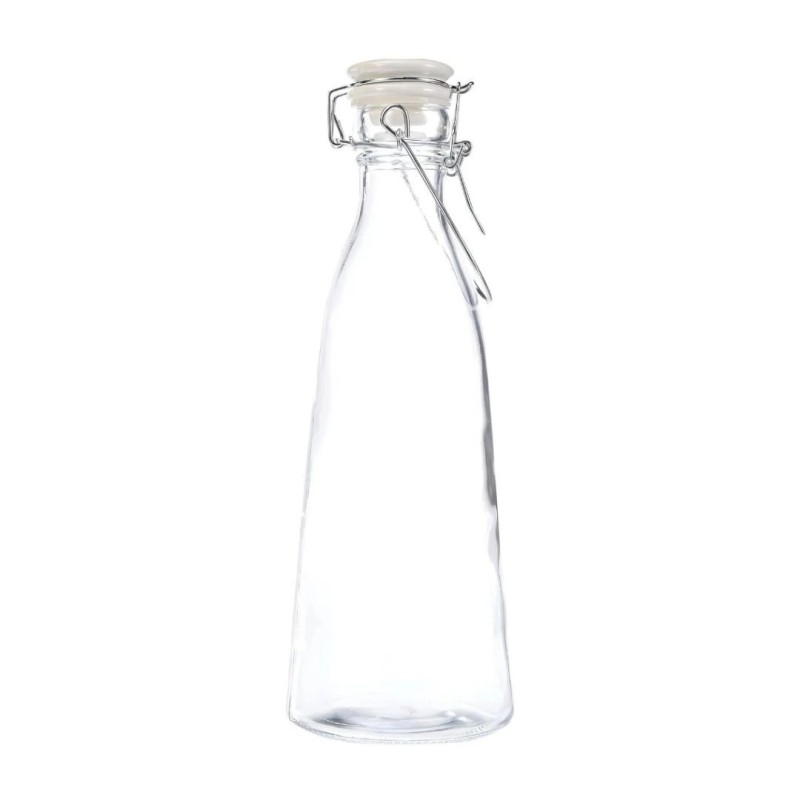 Botella de Cristal Vintage 1 L | Tapón Hermético | 6 uds