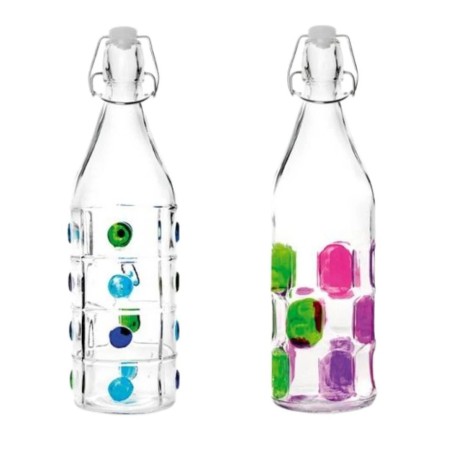 Botella de Cristal Decorada | 1 l | 6 uds