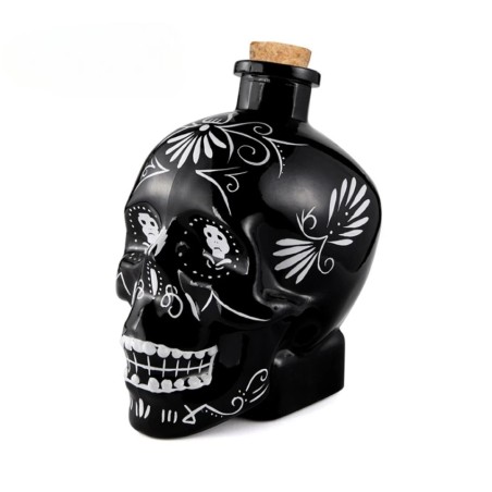 Decantador con forma de calavera negra de lujo pintada a mano 700 ml