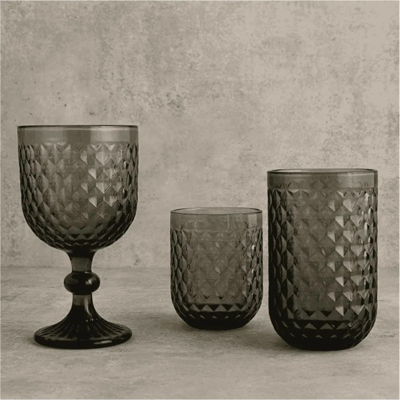 Vasos bajos grises con relieve Elite 26 cl (6 unidades) | Bidasoa