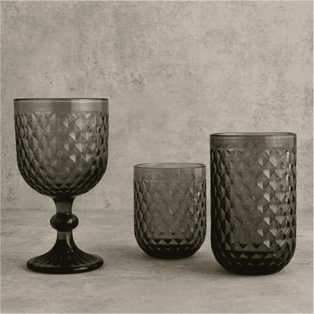 Vasos bajos grises con relieve Elite 26 cl (6 unidades) | Bidasoa