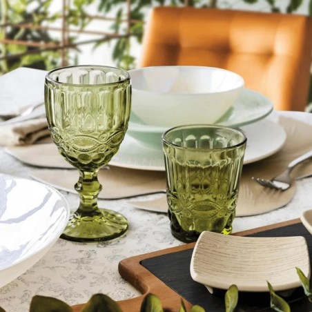 Vasos altos verdes con relieve "retro" Ritual 26cl (6 uds)