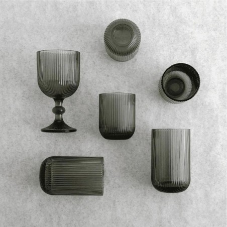 Vasos altos grises con relive de líneas Fosil 46cl (24 uds) | Bidasoa