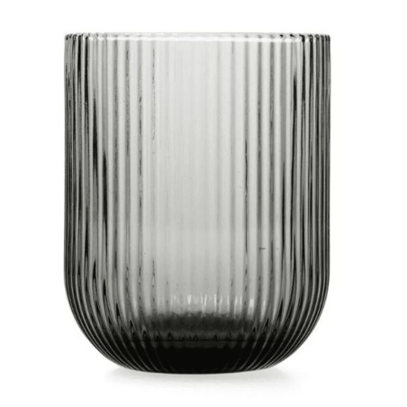 Vasos bajos grises con relieve de líneas Fosil 46cl (24 uds) | Bidasoa
