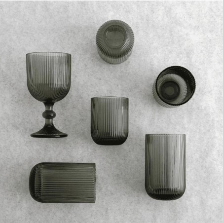 Copas grises con relieve de líneas FOSIL 37cl | Bidasoa