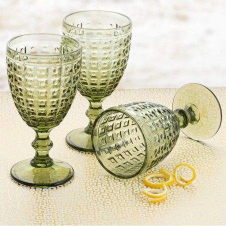 Copas verdes con relieve "cuadrados" Alma 30cl (24 unidades)