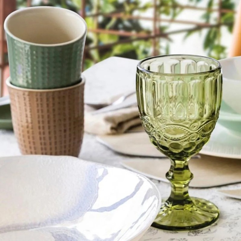 Copas verdes con relieve "retro" Ritual 30cl (6 unidades)